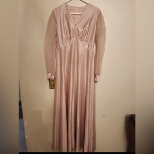 Vintage Blush Pink Nightgown/Dress With Darling Sheer Sleeves